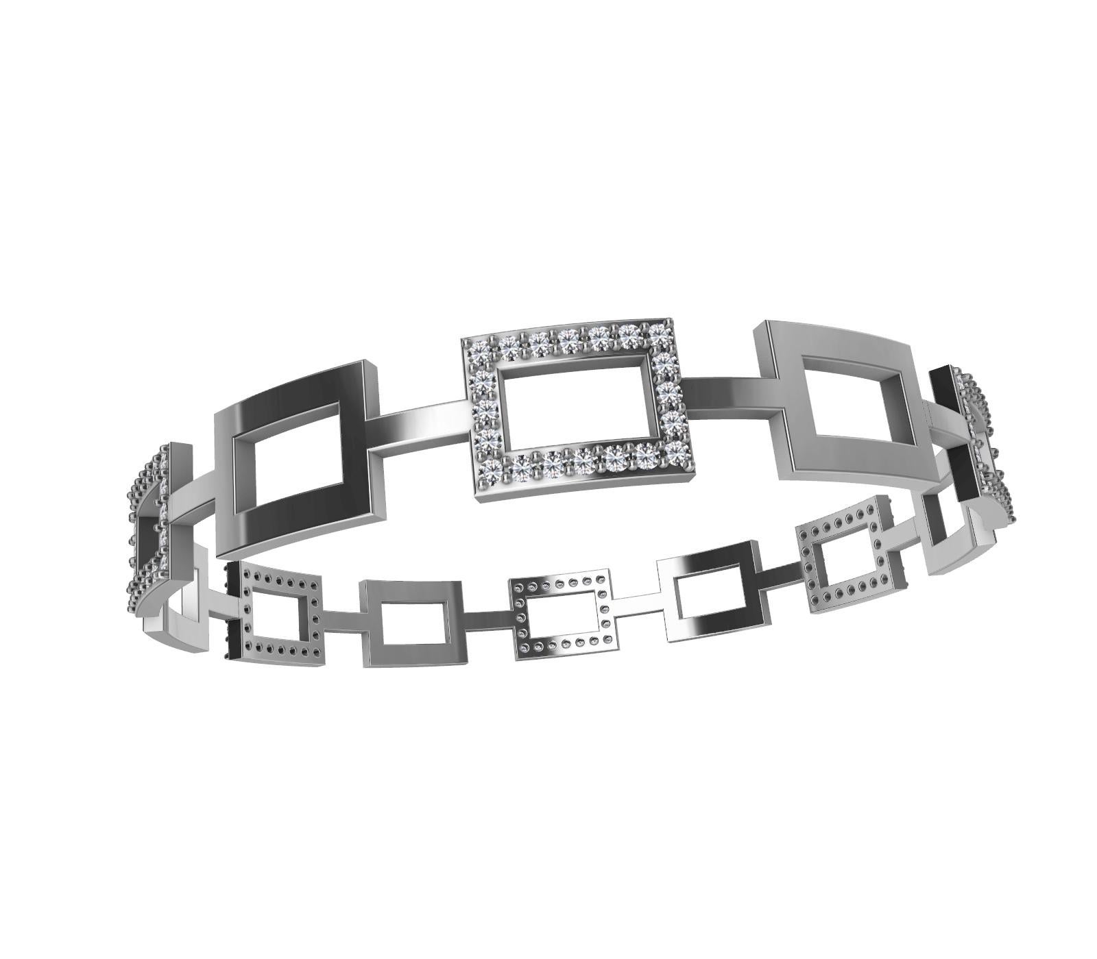 Pulsera Rectángulo Platino Plata Oro Diamante 1