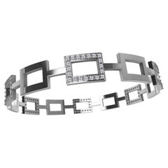 Bracelet jonc rectangulaire en platine, argent, or et diamants