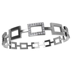 Platinum Silver Gold Diamond Rectangle Bangle