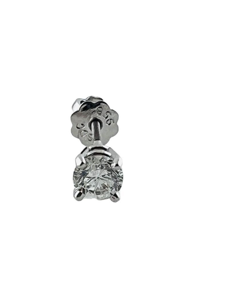 Platinum SINGLE Diamond Stud Earring 0.24cts #16578 In Good Condition For Sale In Washington Depot, CT
