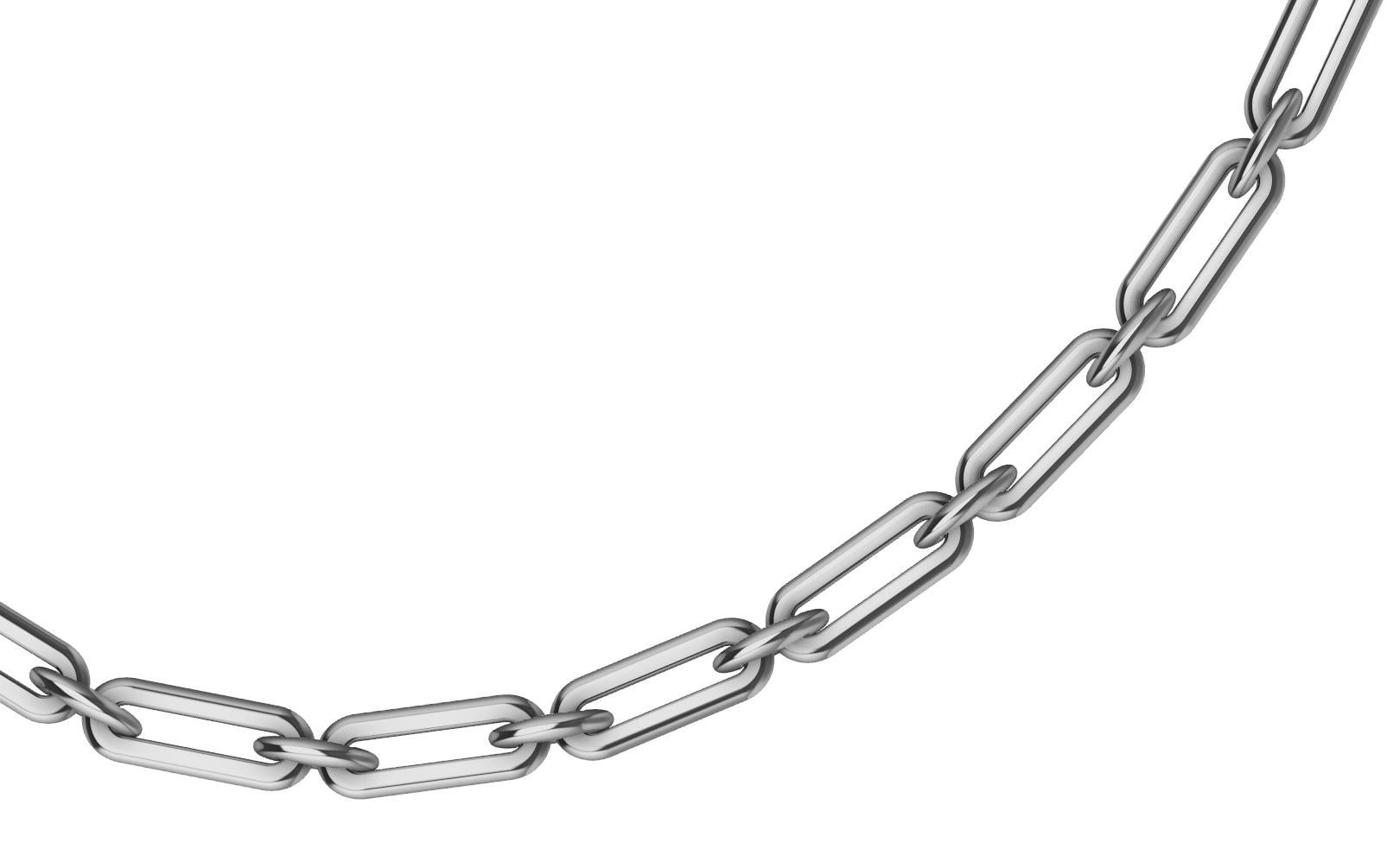 Contemporary Platinum Small Link Unisex Chain Necklace For Sale