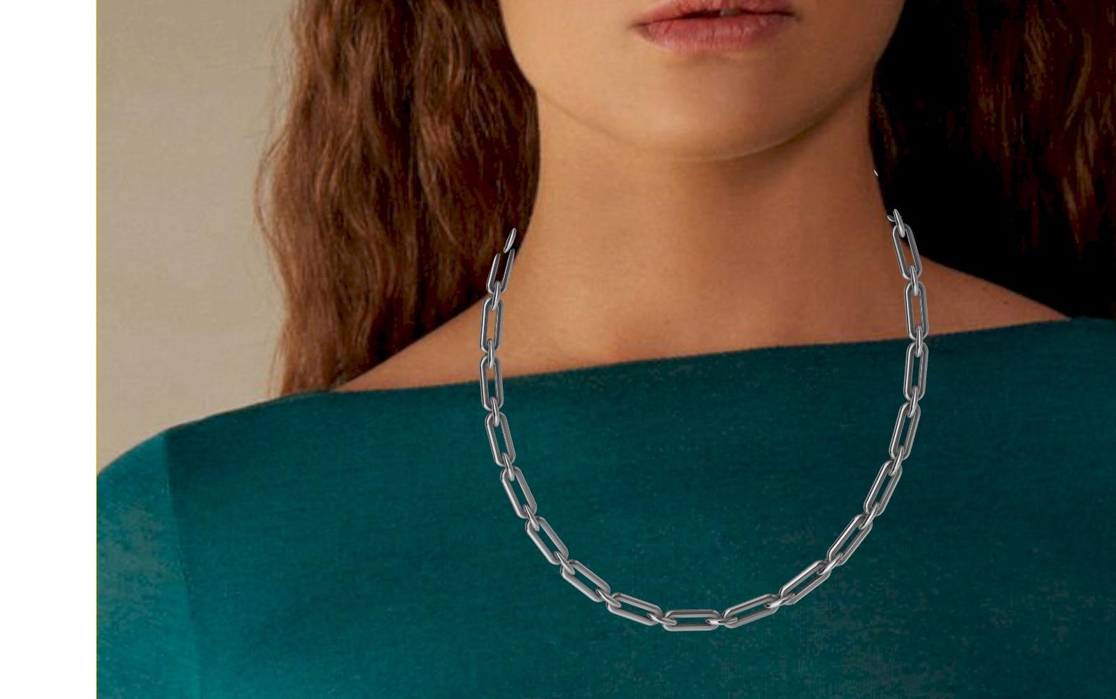 Collana a catena unisex a maglie piccole in platino In condizioni Nuovo in vendita a New York, NY
