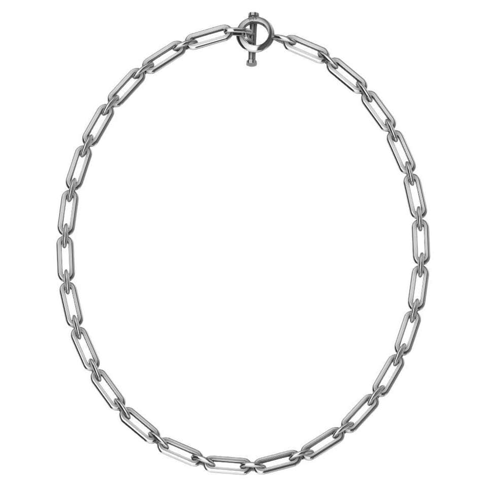 23 Inch Chain Modern 23 3/4 Inch Platinum Stamped, Trace Link Chain with Bolt Ring ...