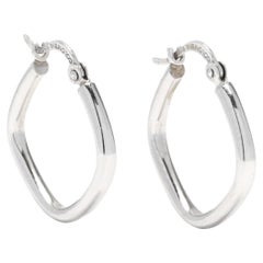 Platinum Small Square Tube Hoop Earrings