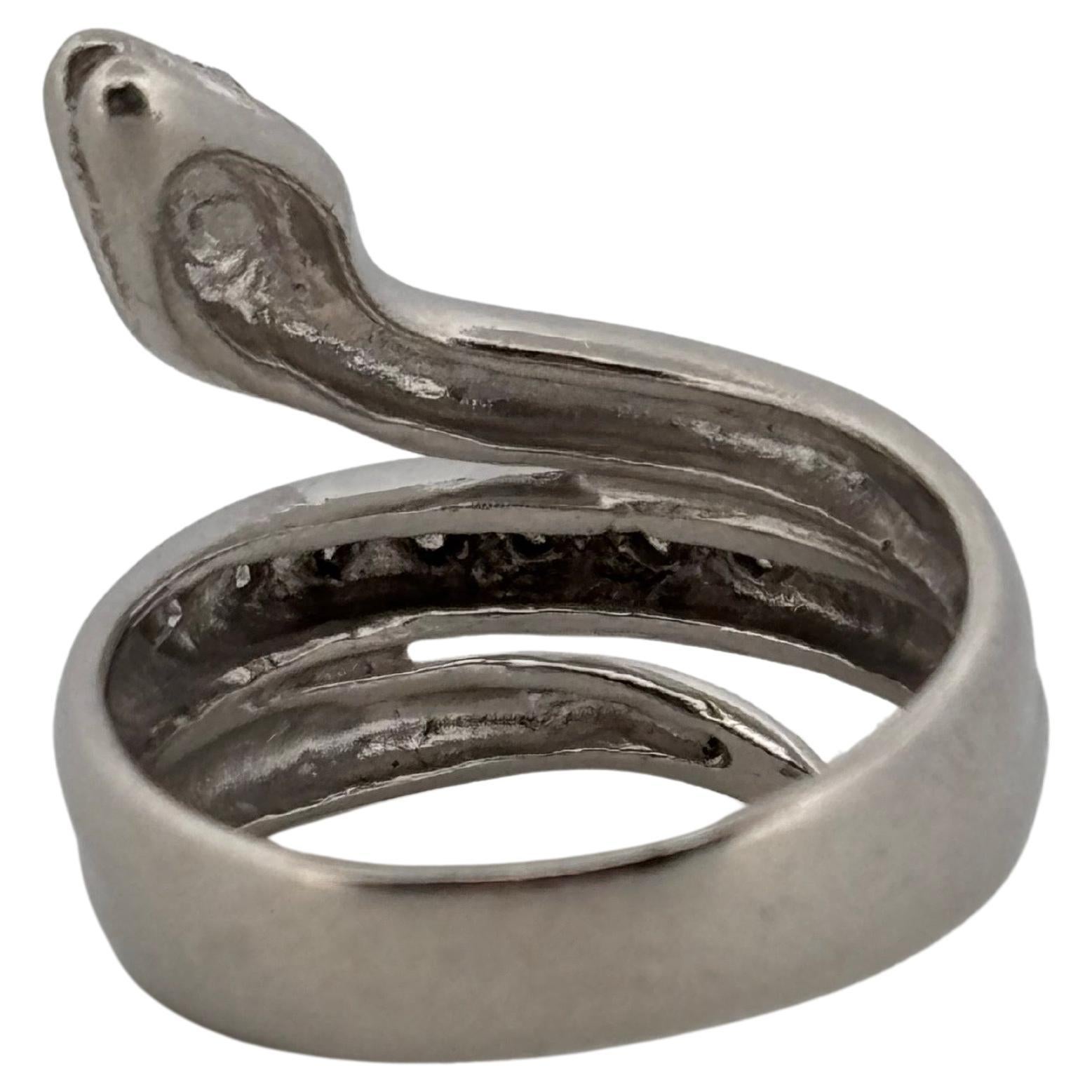 Bague serpent en platine 0,12 ct de diamant et 0,02 ct de rubis Unisexe en vente