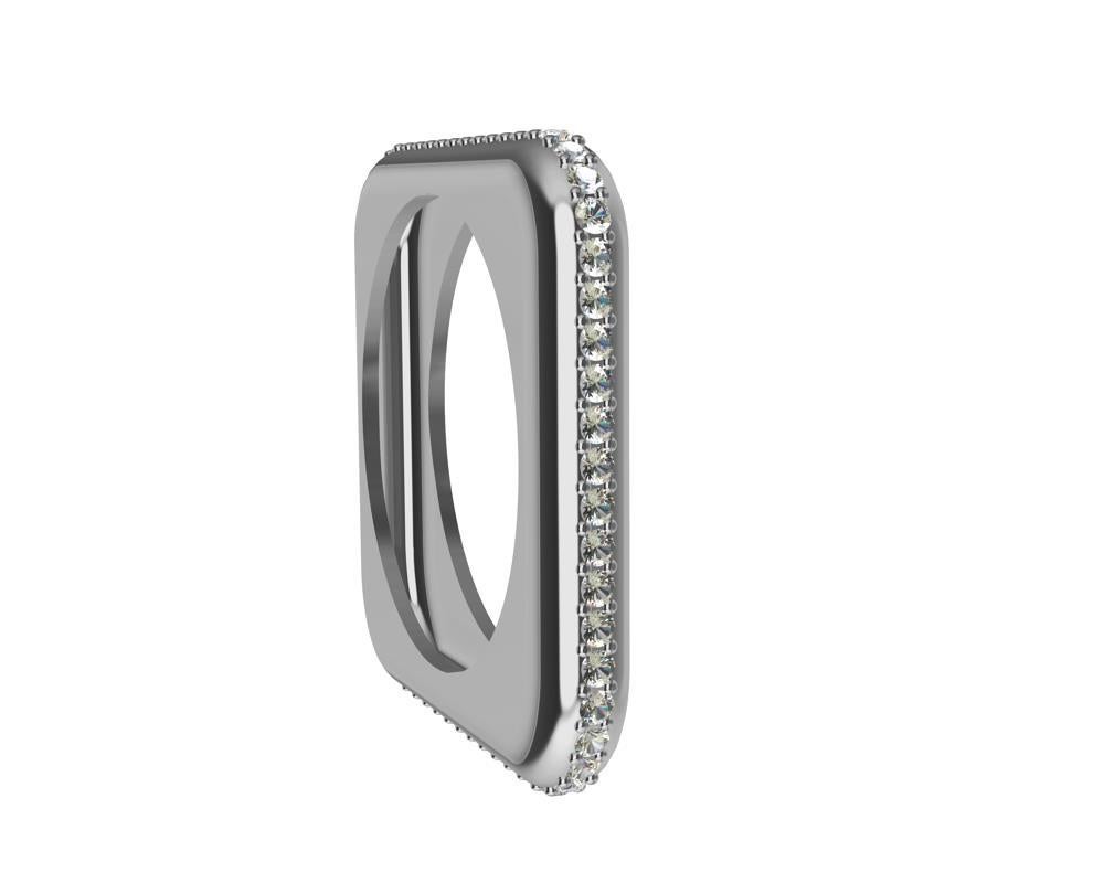 For Sale:  Platinum Soft Square Unisex Sculpture Ring with Diamonds 16