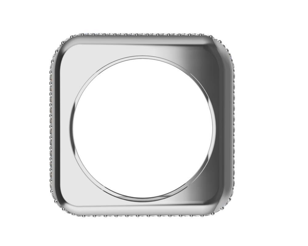 For Sale:  Platinum Soft Square Unisex Sculpture Ring with Diamonds 2