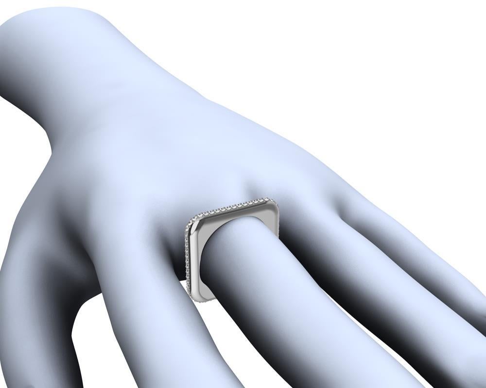 For Sale:  Platinum Soft Square Unisex Sculpture Ring with Diamonds 5
