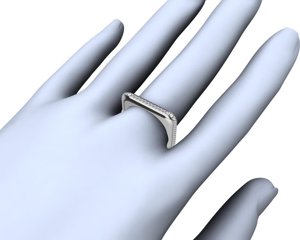 For Sale:  Platinum Soft Square Unisex Sculpture Ring with Diamonds 8