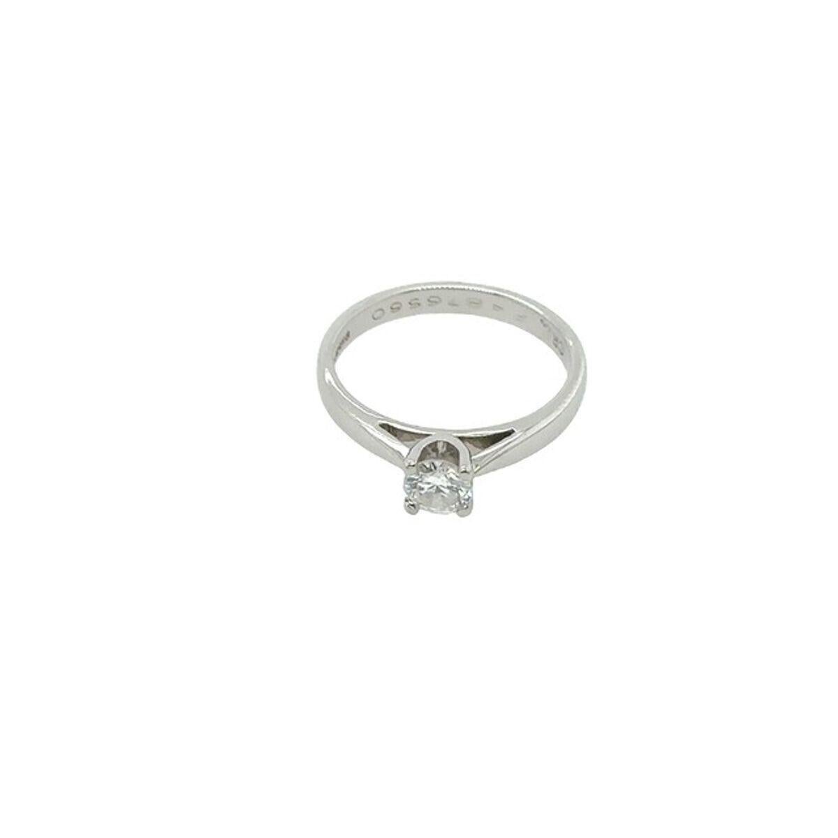 Round Cut Platinum Solitaire 0.28ct H/SI Diamond Ring in A 4-Claw Setting For Sale