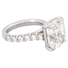 Platinum Solitaire 10.03 Carat Cushion Cut Diamond Ring