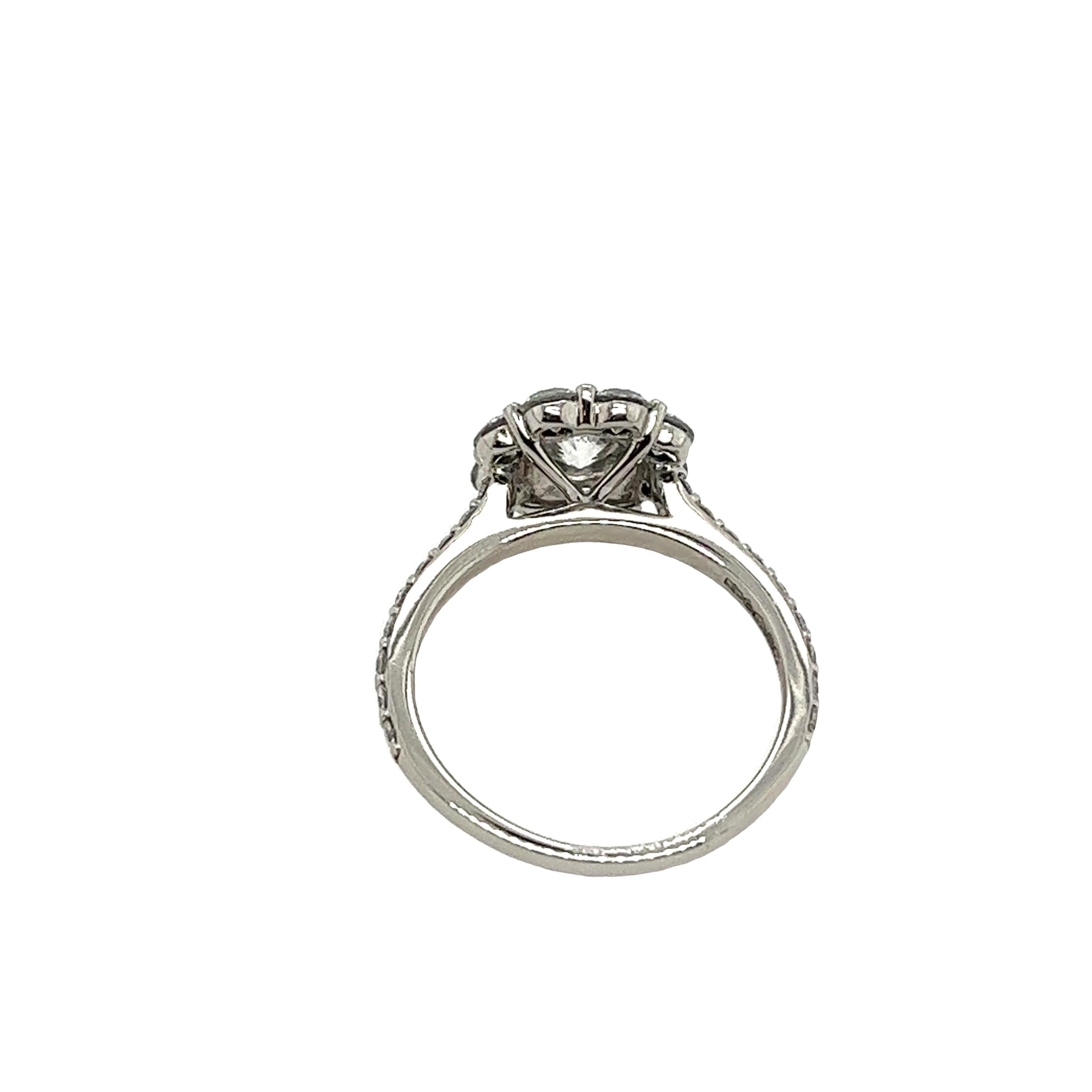 Round Cut Platinum Solitaire Cluster Ring Set With GIA 0.70ct H/SI2 centre Diamond