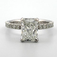 Platinum Solitaire Diamond Engagement Ring Natural Radiant 2.50ct F/VS2 GIA Sz 7