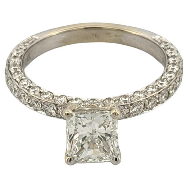 Platinum Solitaire Diamond Engagement Ring Natural Radiant 2.50ct F/VS2 GIA Sz 7 For Sale