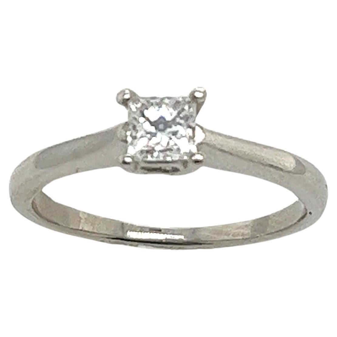 Platinum Solitaire Diamond Ring Set With 0.36ct E/VS1 Princess Cut Diamond