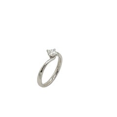 Platinum Solitaire Diamond Ring Set With 0.40ct Princess Cut Diamond