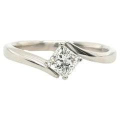 Platinum Solitaire Diamond Ring Set With 0.40ct Princess Cut Diamond