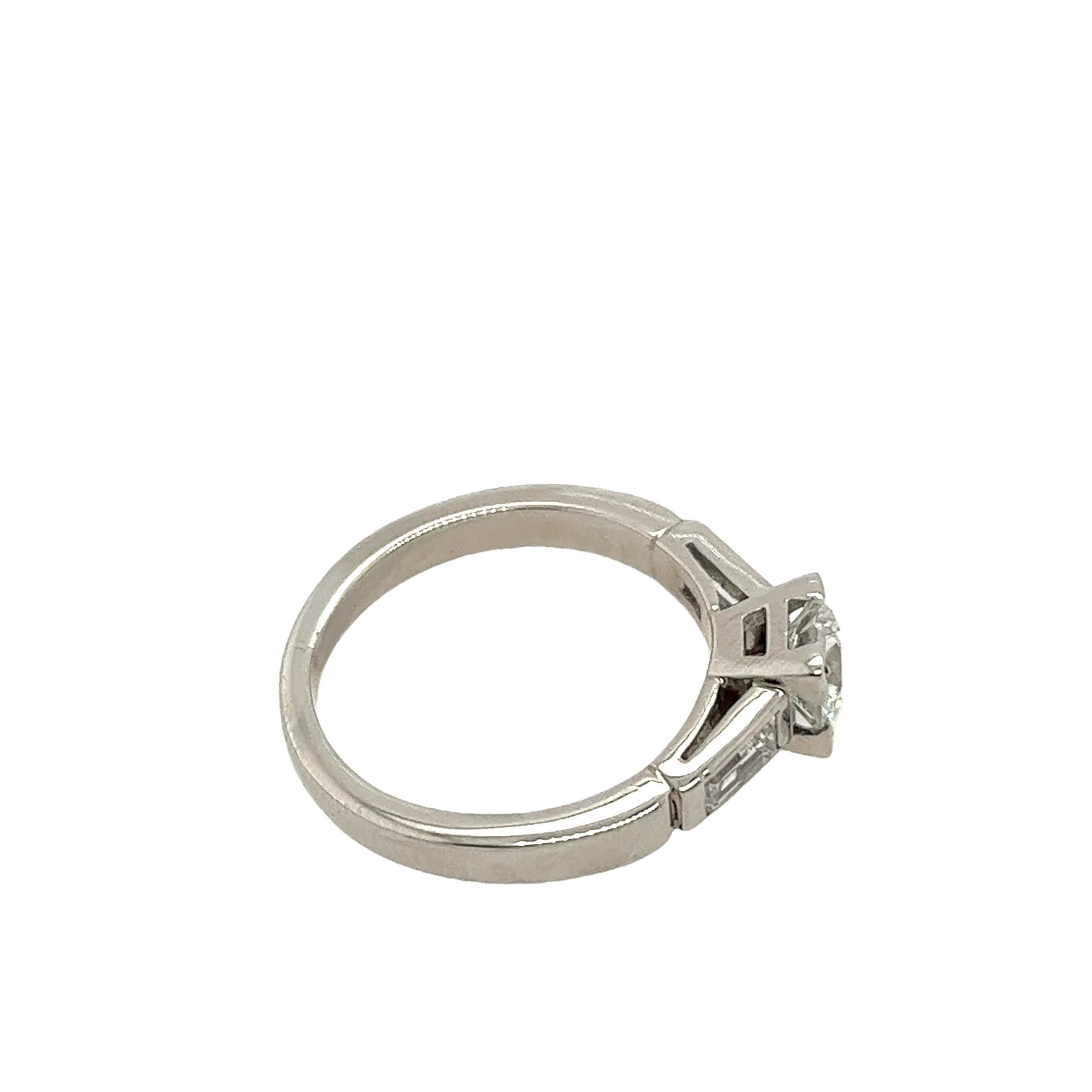Women's Platinum Solitaire Diamond Ring Set With 0.58ct G/SI1 Diamond For Sale