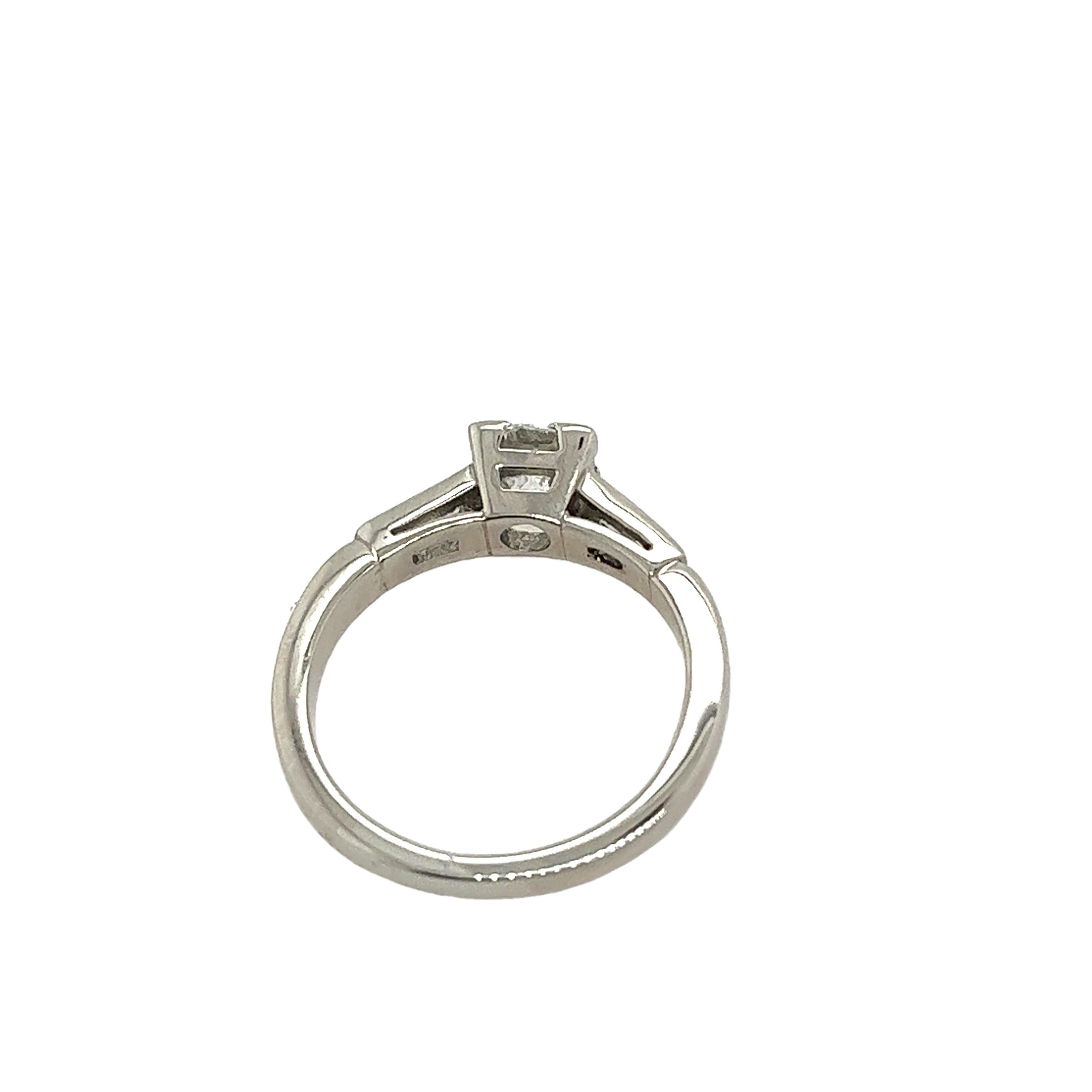 Platinum Solitaire Diamond Ring Set With 0.58ct G/SI1 Diamond For Sale 1
