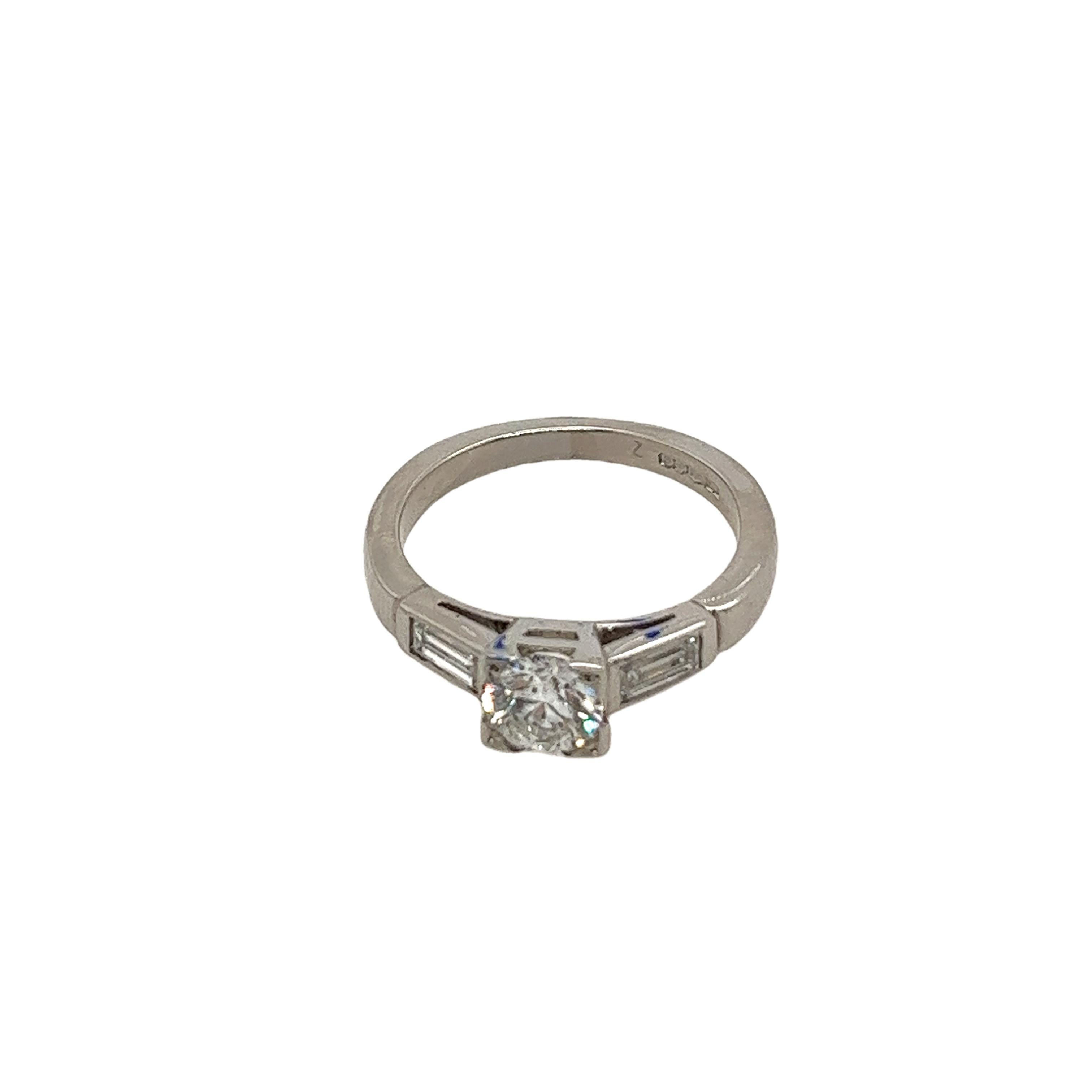 Platinum Solitaire Diamond Ring Set With 0.58ct G/SI1 Diamond For Sale 2