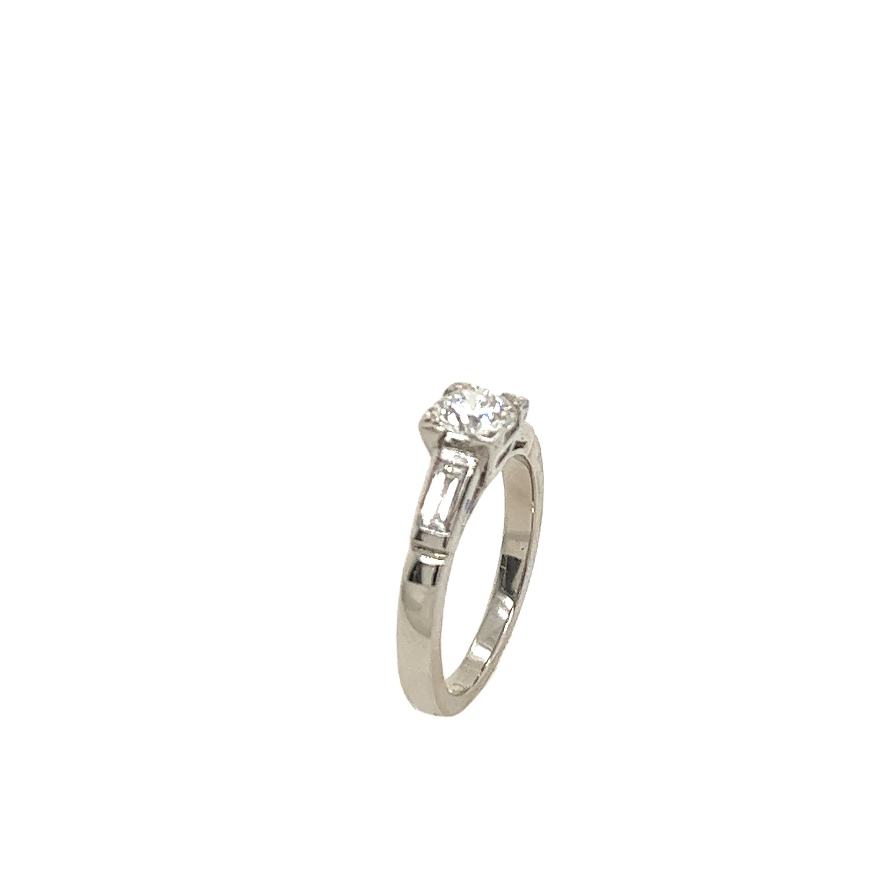 Platinum Solitaire Diamond Ring Set With 0.58ct G/SI1 Diamond For Sale 3