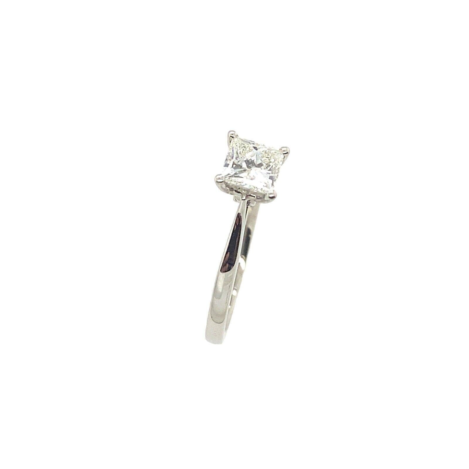 Square Cut Platinum Solitaire Diamond Ring Set with 0.62ct H/VVS2 Square Modified Diamond For Sale