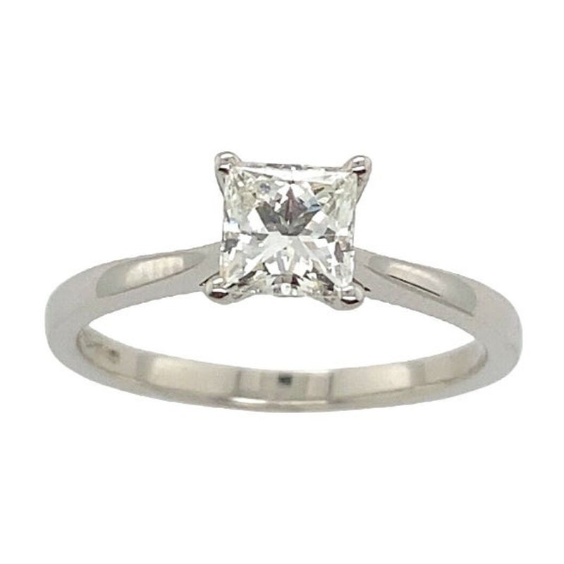 Bague solitaire sertie d'un diamant carré modifié de 0,62 carat H/VVS2