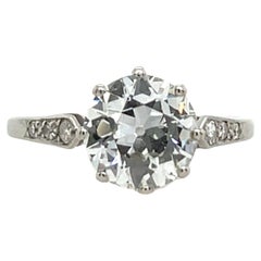 Bague solitaire sertie d'un diamant taille ancienne de 1,92 carat H/SI1
