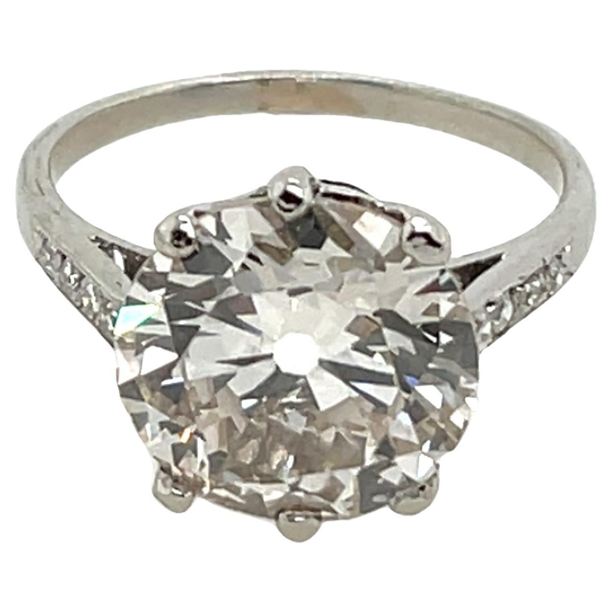 Platinum Solitaire Round Diamond Engagement Ring 4.95ct O-P/SI3