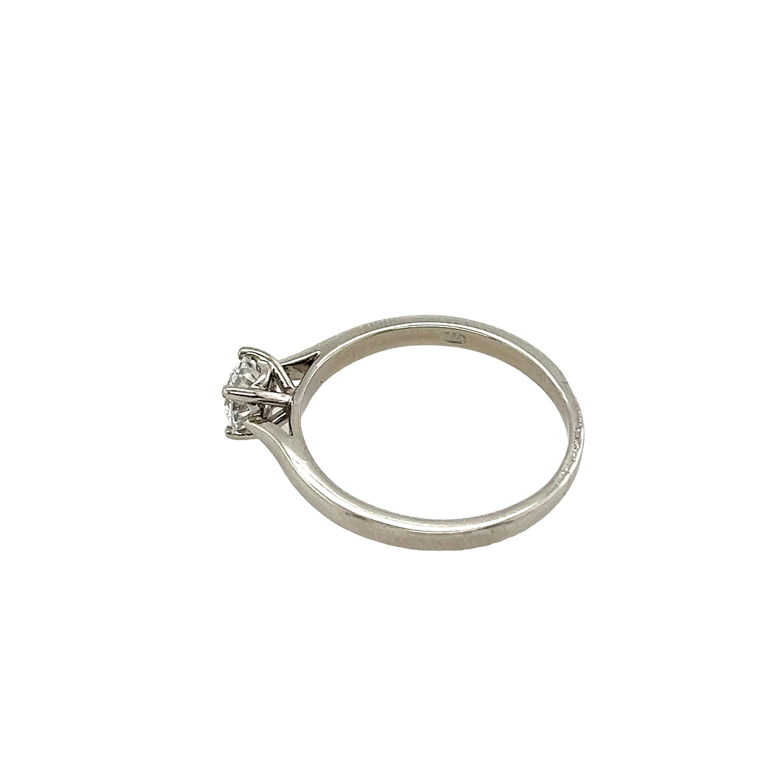 Round Cut Platinum Solitaire Round Diamond Engagement Ring GIA 0.50ct D/SI1 For Sale