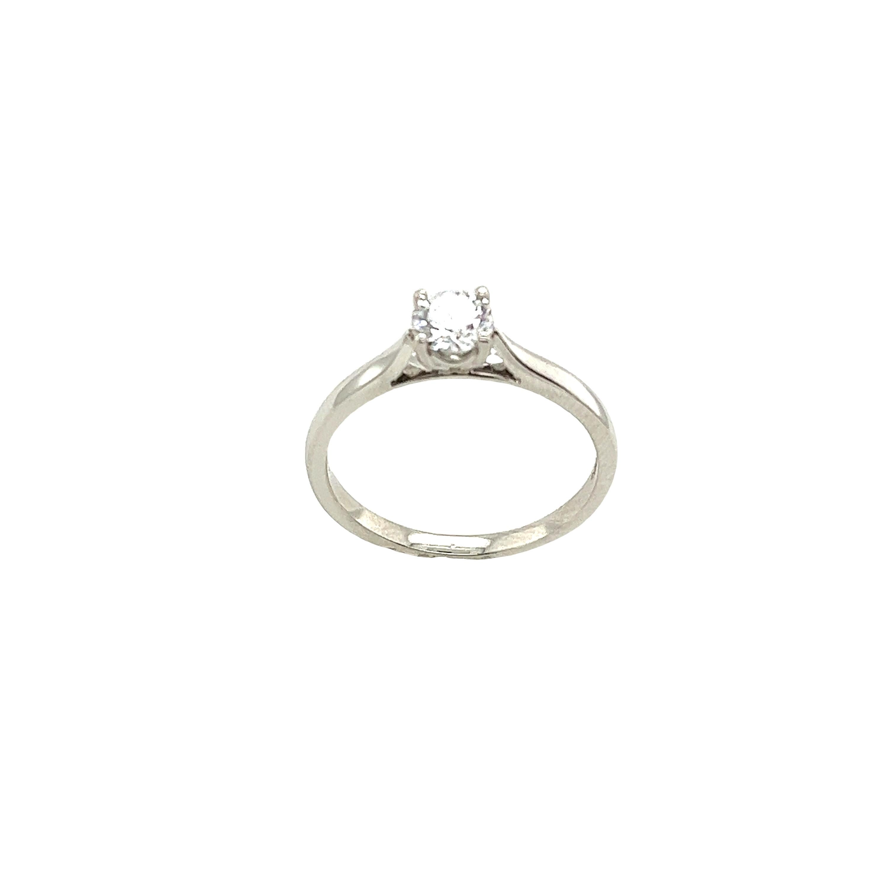 Platinum Solitaire Round Diamond Engagement Ring GIA 0.50ct D/SI1 1