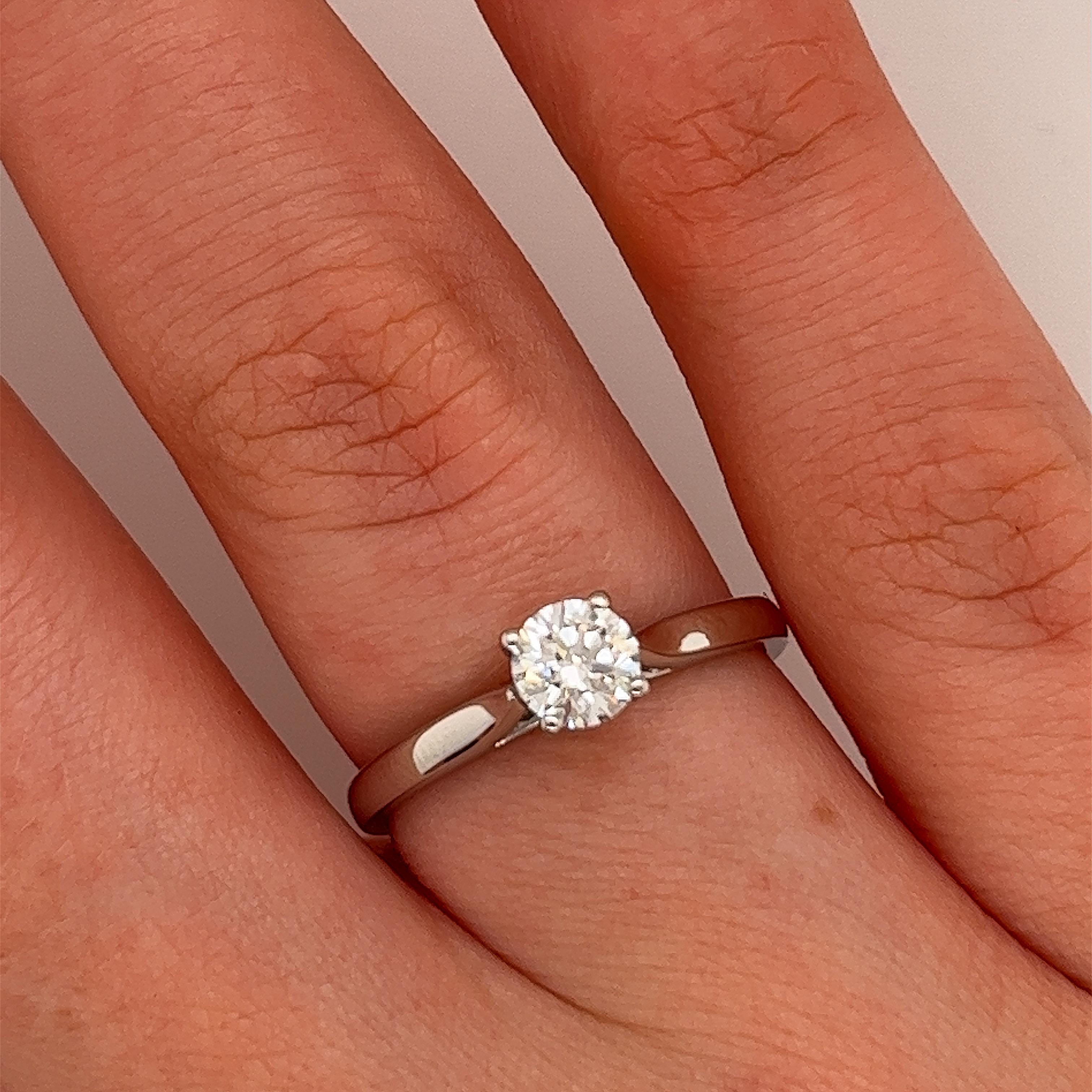 Platinum Solitaire Round Diamond Engagement Ring GIA 0.50ct D/SI1 3