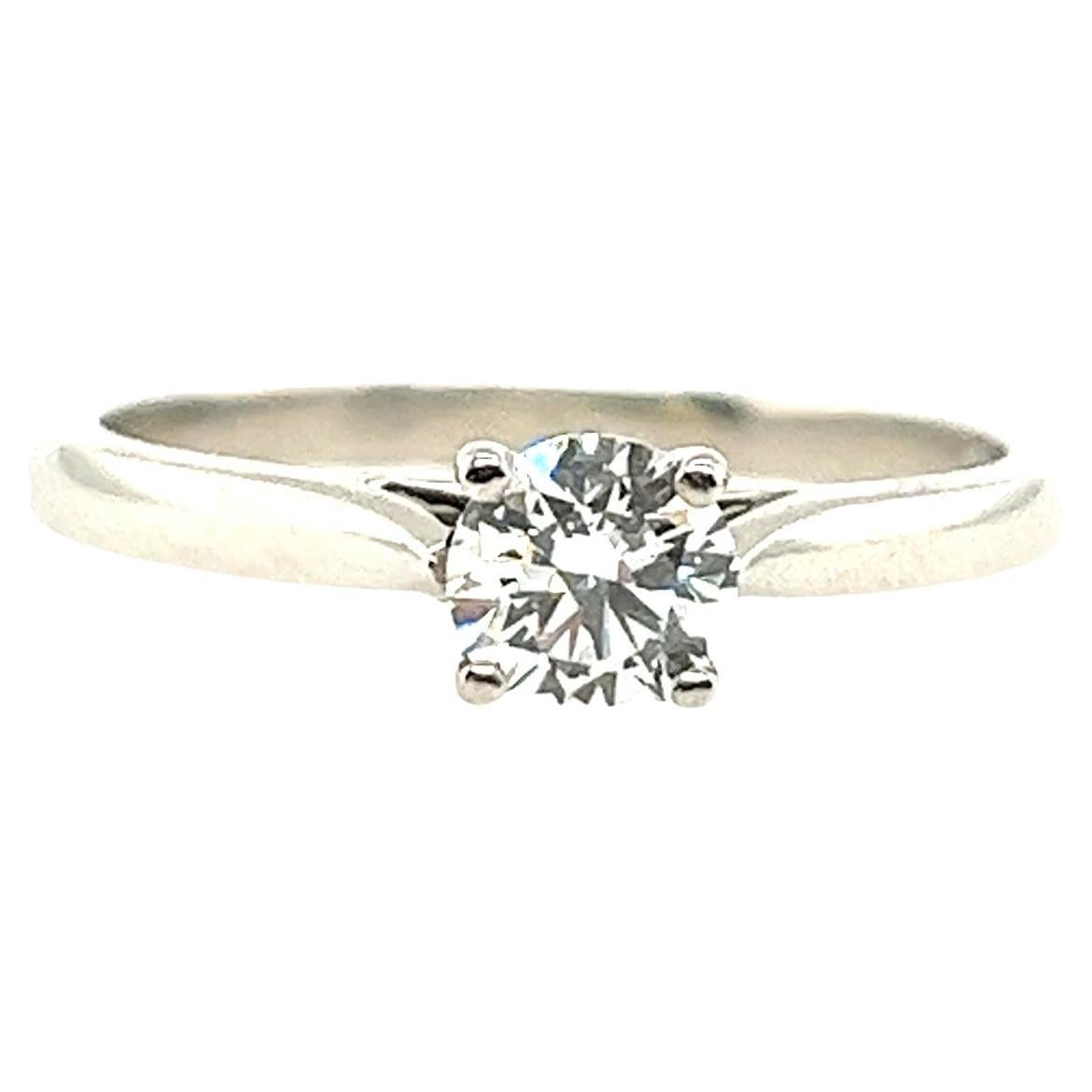 Platinum Solitaire Round Diamond Engagement Ring GIA 0.50ct D/SI1 For Sale