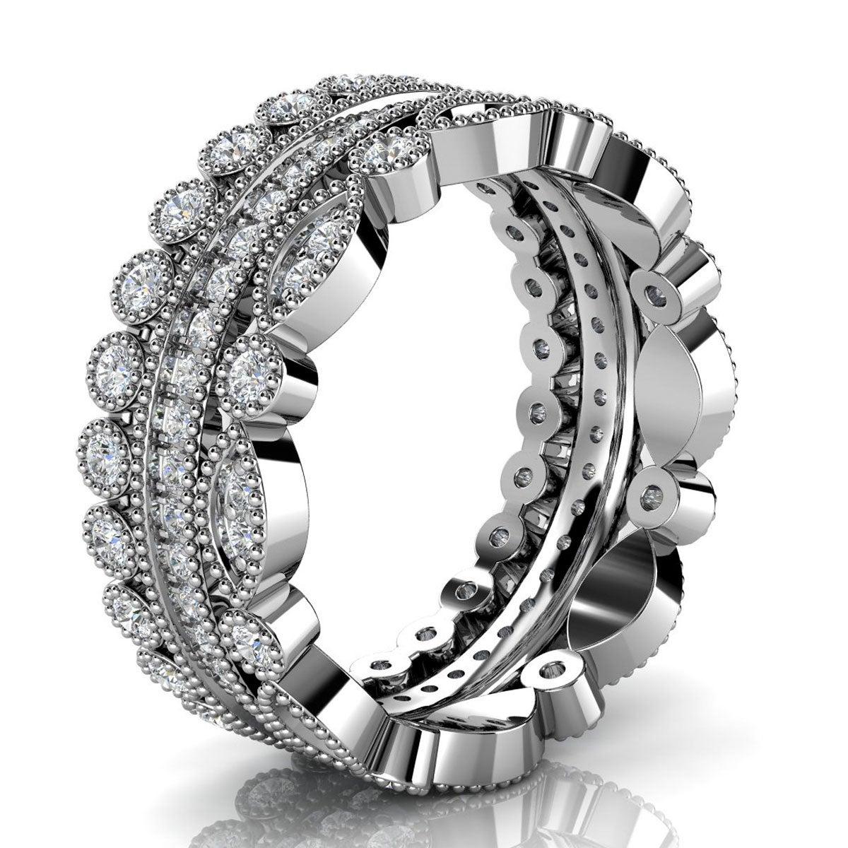 For Sale:  Platinum Sophie Antique Diamond Stack Ring '1 Ct. Tw' 2