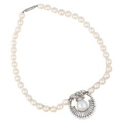 Platinum South Sea Pearl and Diamond Pendant Necklace