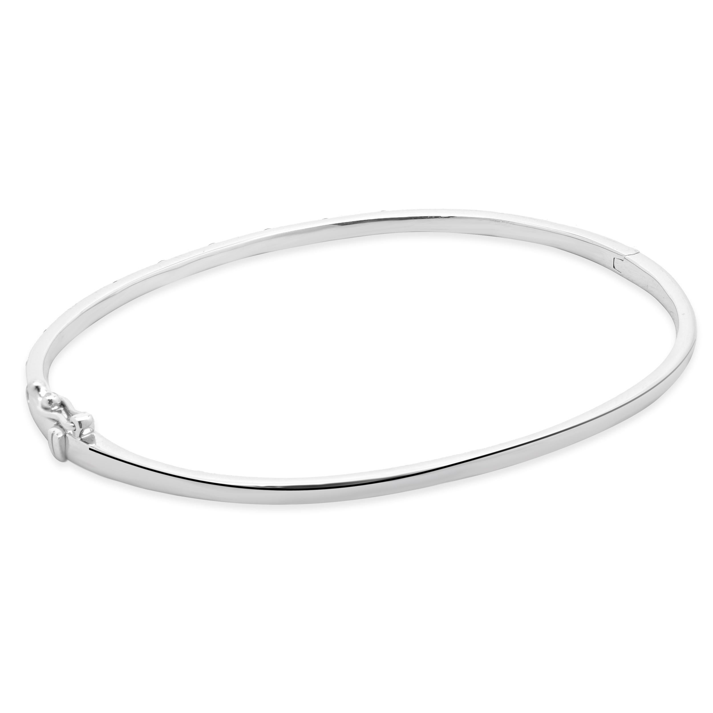 Round Cut Platinum Sprinkle Diamond Bangle Bracelet For Sale