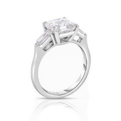 Platinum Square Emerald Cut Diamond Engagement Ring