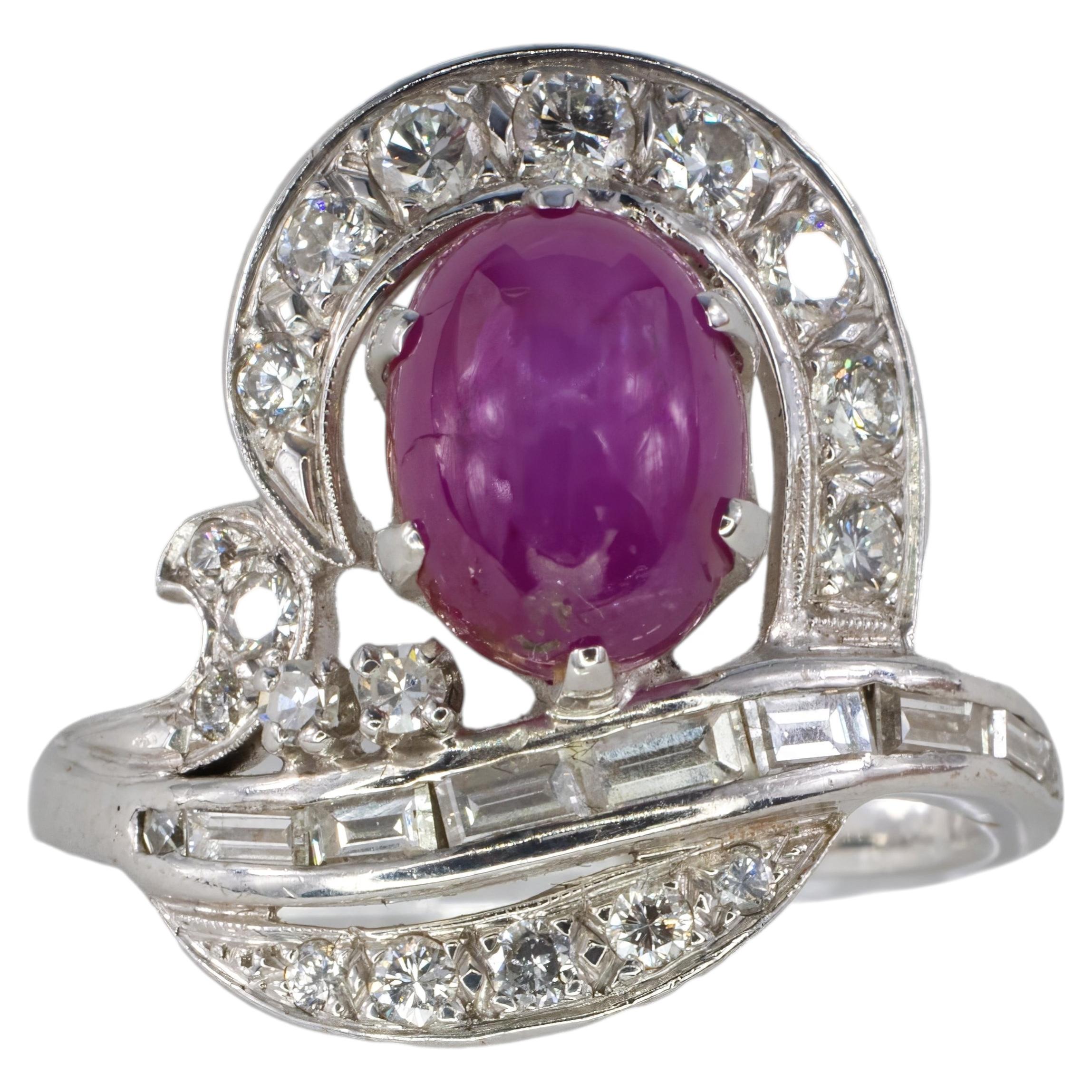 Platin Star Rubin und Diamant Bypass Ring