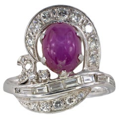 Platinum Star Ruby and Diamond Bypass Ring