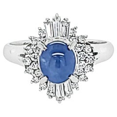 Platinum Star Sapphire and Diamond Ballerina Ring