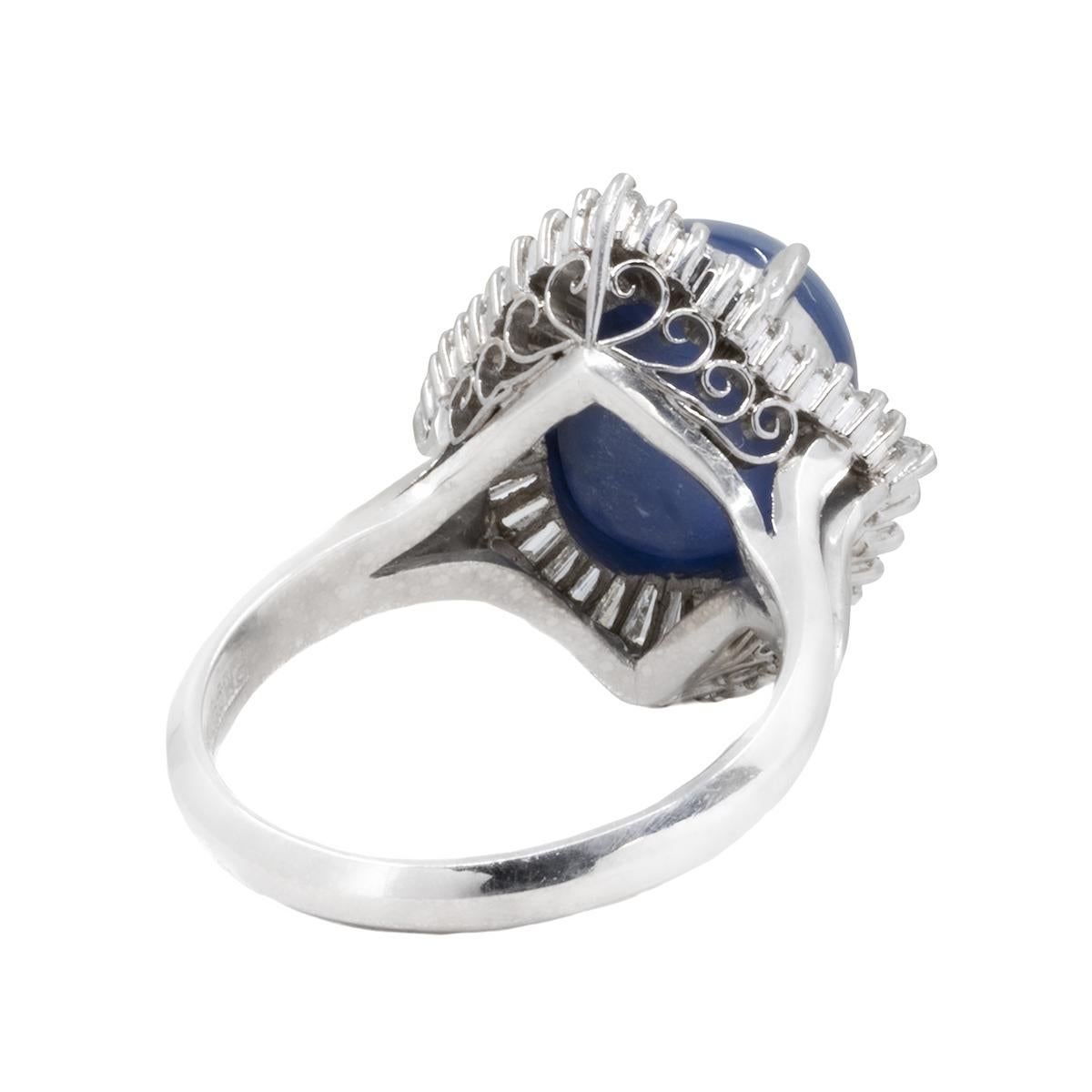 Platinum Star Sapphire Ring In Excellent Condition For Sale In Sarasota, FL