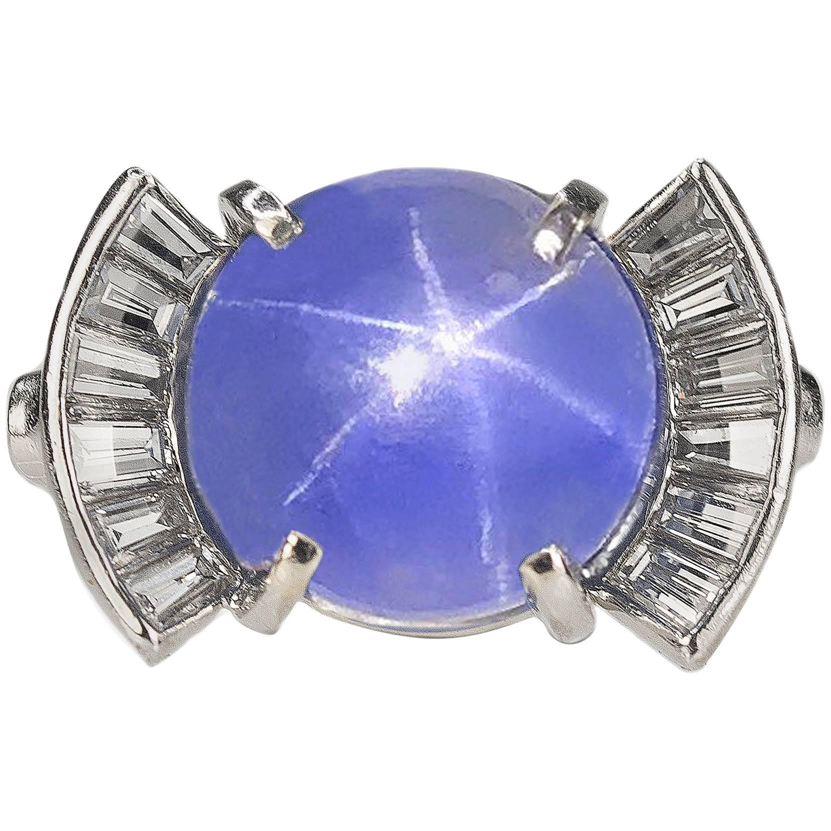 Platinum Star Sapphire Ring