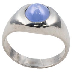 Bague solitaire saphir étoilé en platine