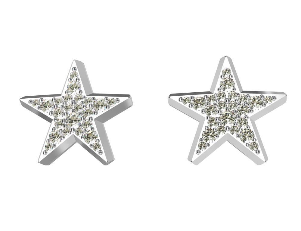 Platinum Star Stud Earrings with GIA Diamonds For Sale 3