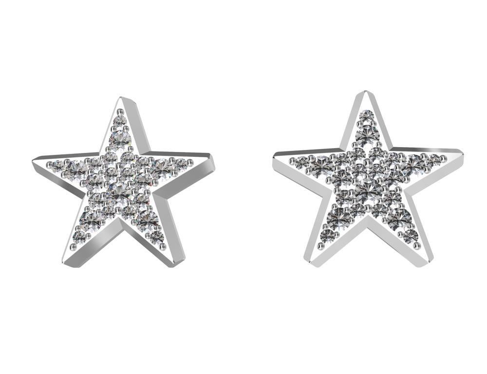 Contemporary Platinum Star Stud Earrings with GIA Diamonds For Sale