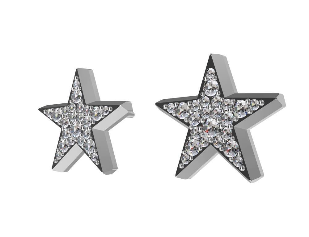 Platinum Star Stud Earrings with GIA Diamonds In New Condition For Sale In New York, NY