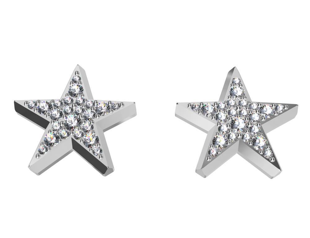 Platinum Star Stud Earrings with GIA Diamonds For Sale 1