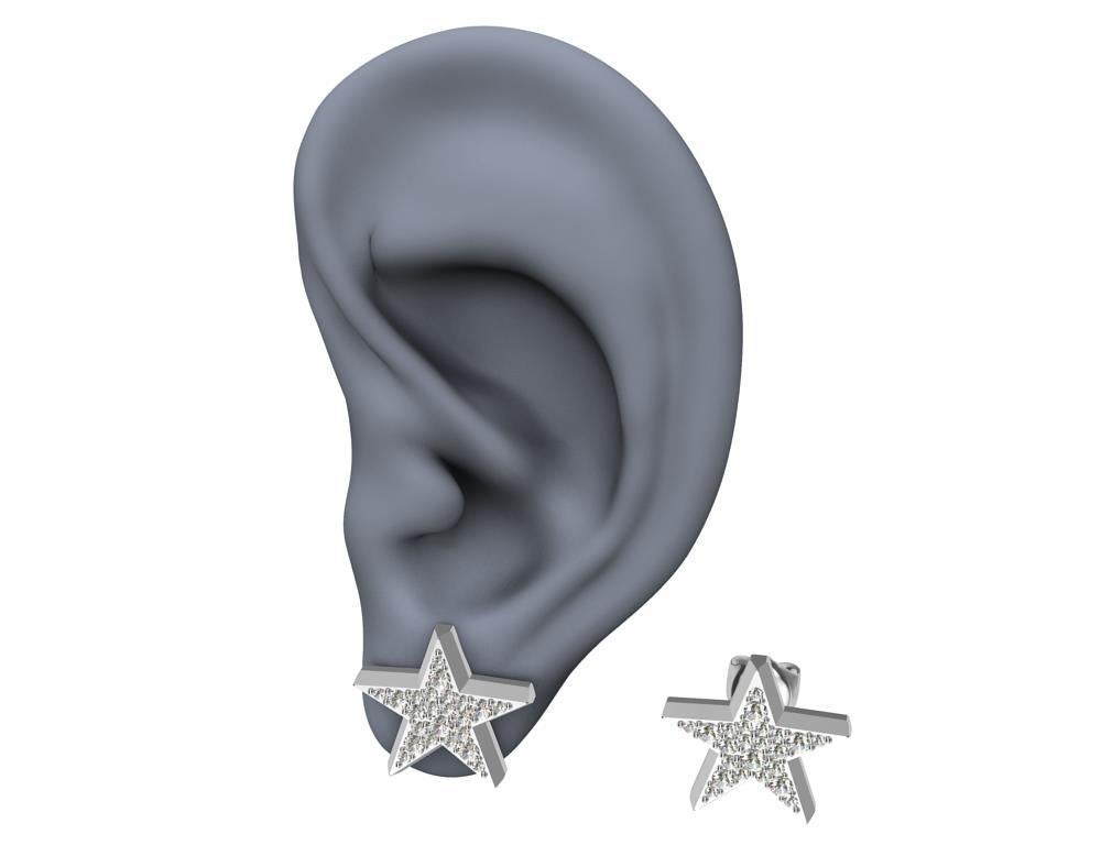 Platinum Star Stud Earrings with GIA Diamonds For Sale 2