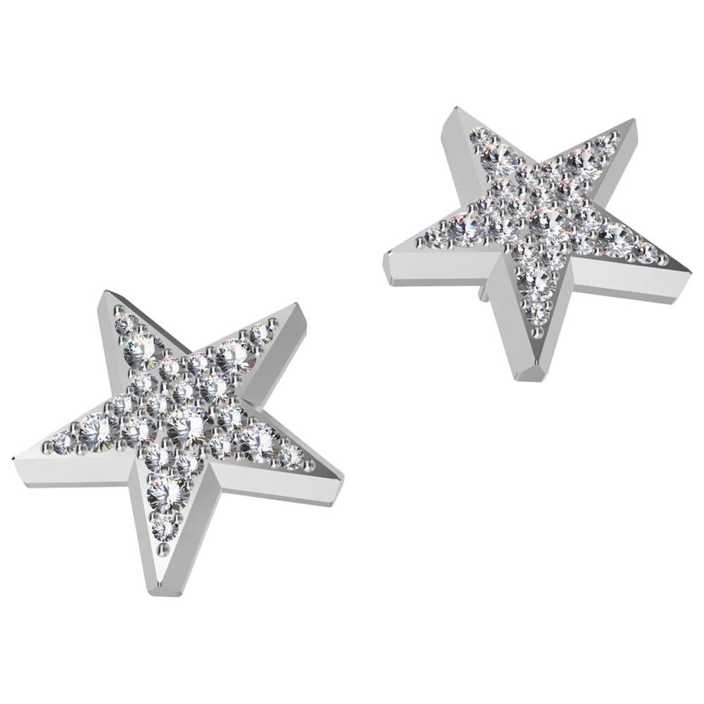 Platinum Star Stud Earrings with GIA Diamonds
