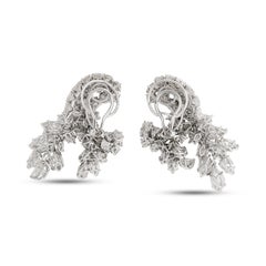 Platinum Statement Diamond Cluster Earrings